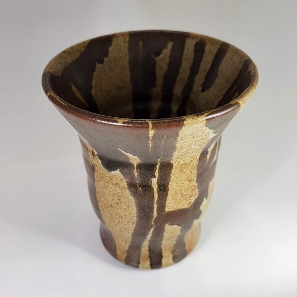 Handmade Vase Stoneware Brown and Sand Color 6" - Picture 7 of 7